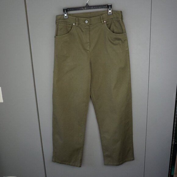 New TWP High Rise Baggy Relaxed Fit Pants in Olive Green size 10 - Picture 1 of 15